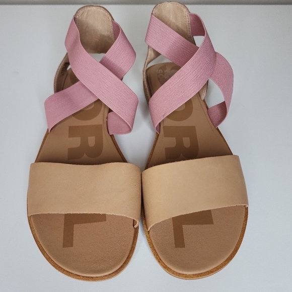 SOREL Women's Ella II Flat Sandal Honest Beige And Fraser Pink Size 10 - Picture 8 of 10